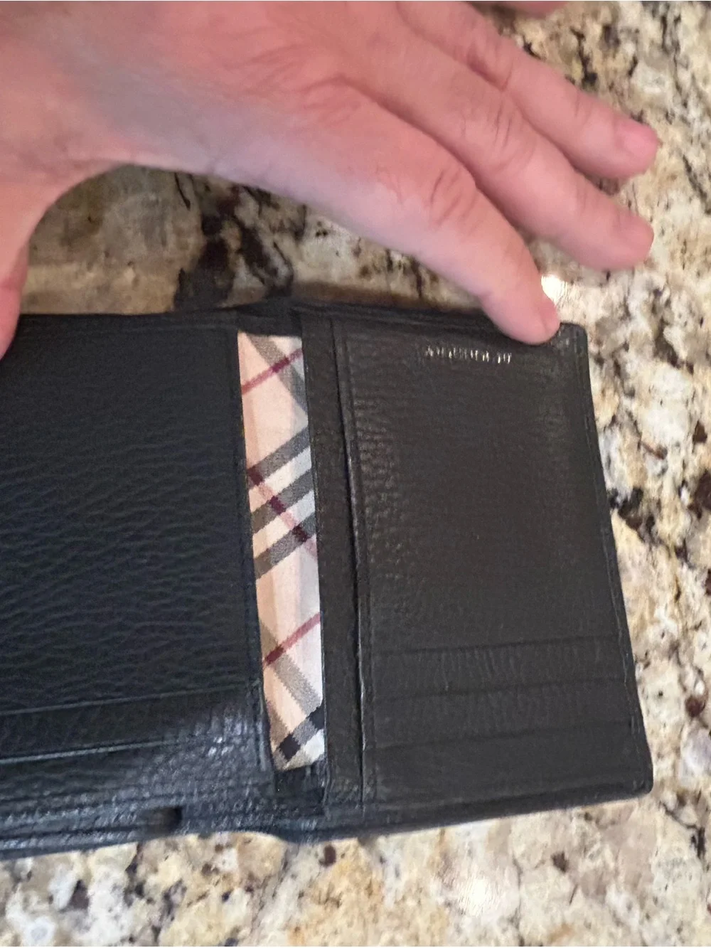 Burberry Men's Black Pebbled Leather Bifold Wallet